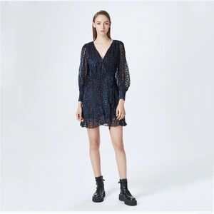 The Kooples Burnout Velvet Wrap Dress With Polka Dots